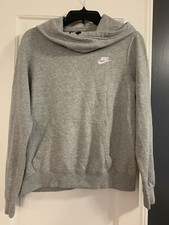Nike Sportswear Women's Gray Fleece Funnel Neck Hoodie Size M Front Pocket