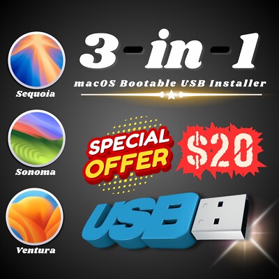 3-in-1 macOS Bootable USB installer( Sequoia-Sonoma-Ventura )