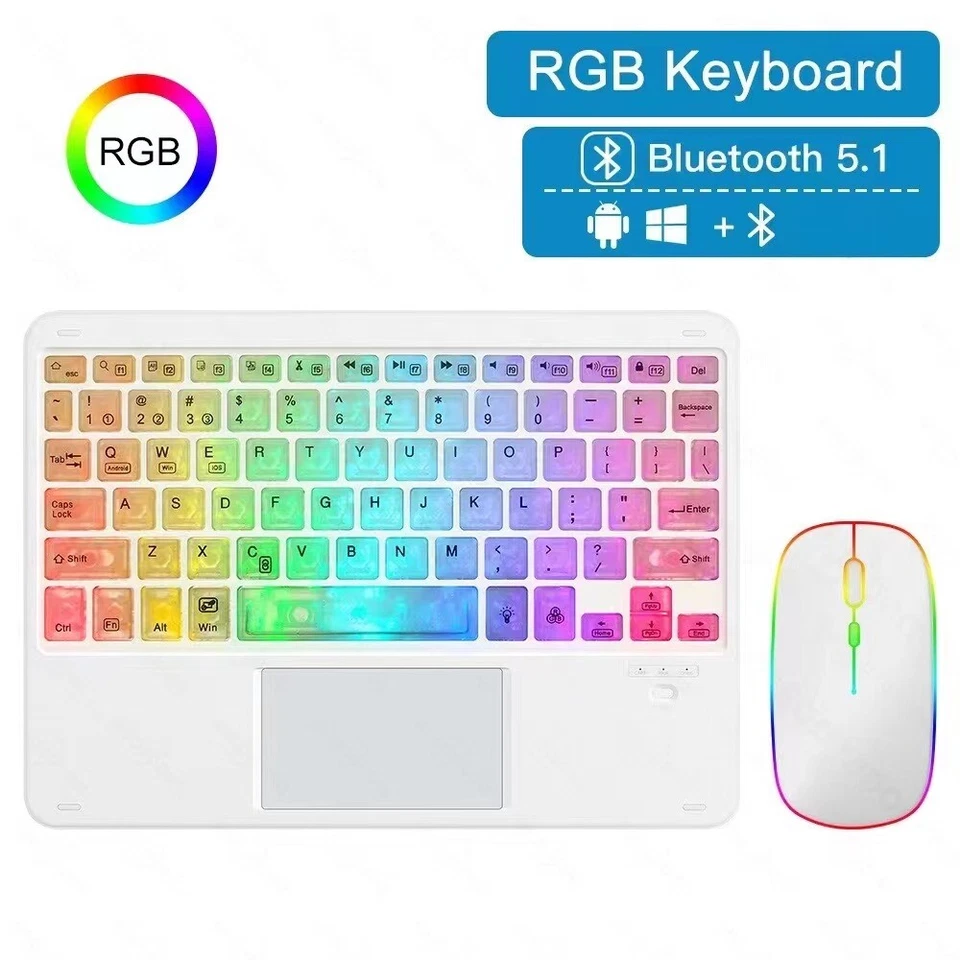 Rechargeable Wireless Bluetooth keyboard With touchpad RGB Backlight ultrathin - Image 4 of 4