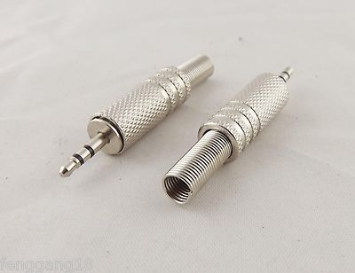 5pcs 2.5mm Stereo Male Metal Jack Plug Audio Cable Nickel TRS Adapter Connector