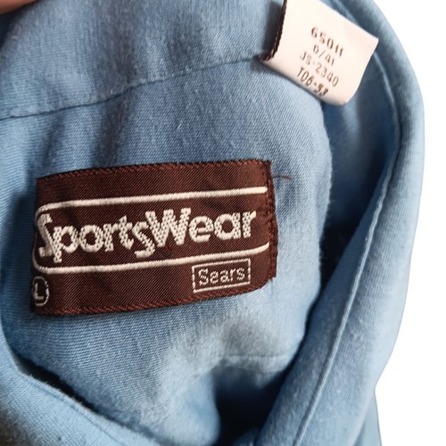Großes blaues kurzärmliges Herrenhemd Sears 70er Jahre Knopfleiste Taschen butterweich - Bild 3 von 7