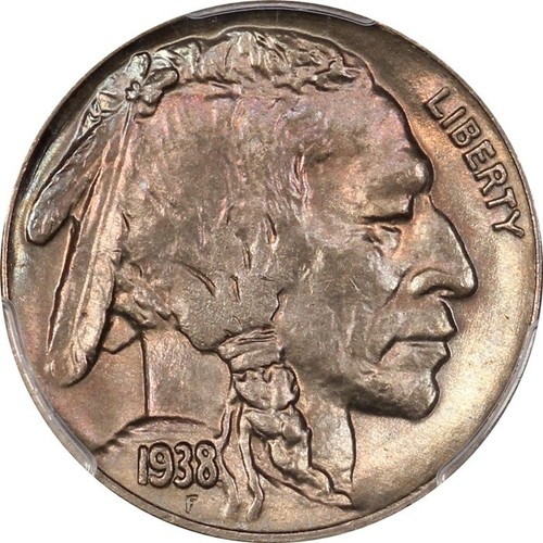 1938-D PCGS MS65 Edelstein BU Büffelnickel - herausragende zweiseitige Farbe getönt! - Bild 3 von 5