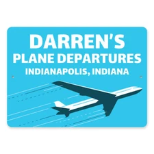 Custom Plane Departures Metal Signs