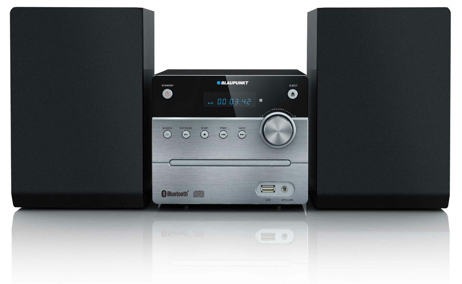 Blaupunkt Schwarz Microanlage Ms12bt 5W Rms Bluetooth Usb 2 Lautsprecher - Bild 2