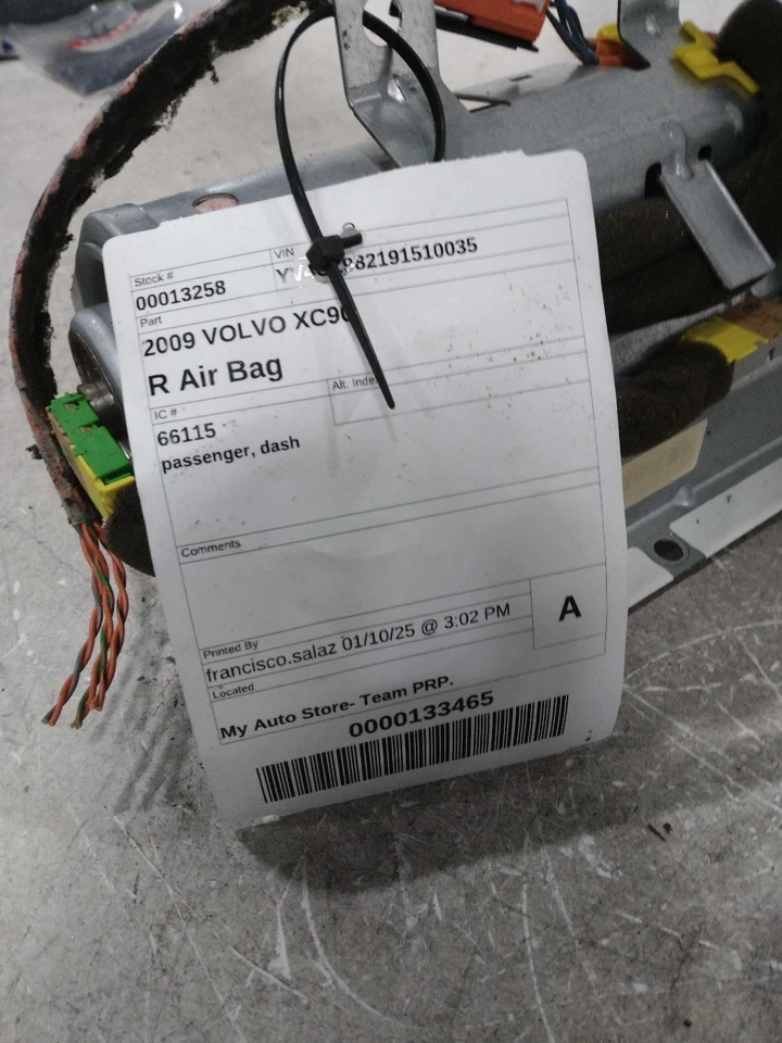 2009 Volvo XC90 Right Instrument Panel Air Bag Black Used OEM 444143 Foto 2 de 4