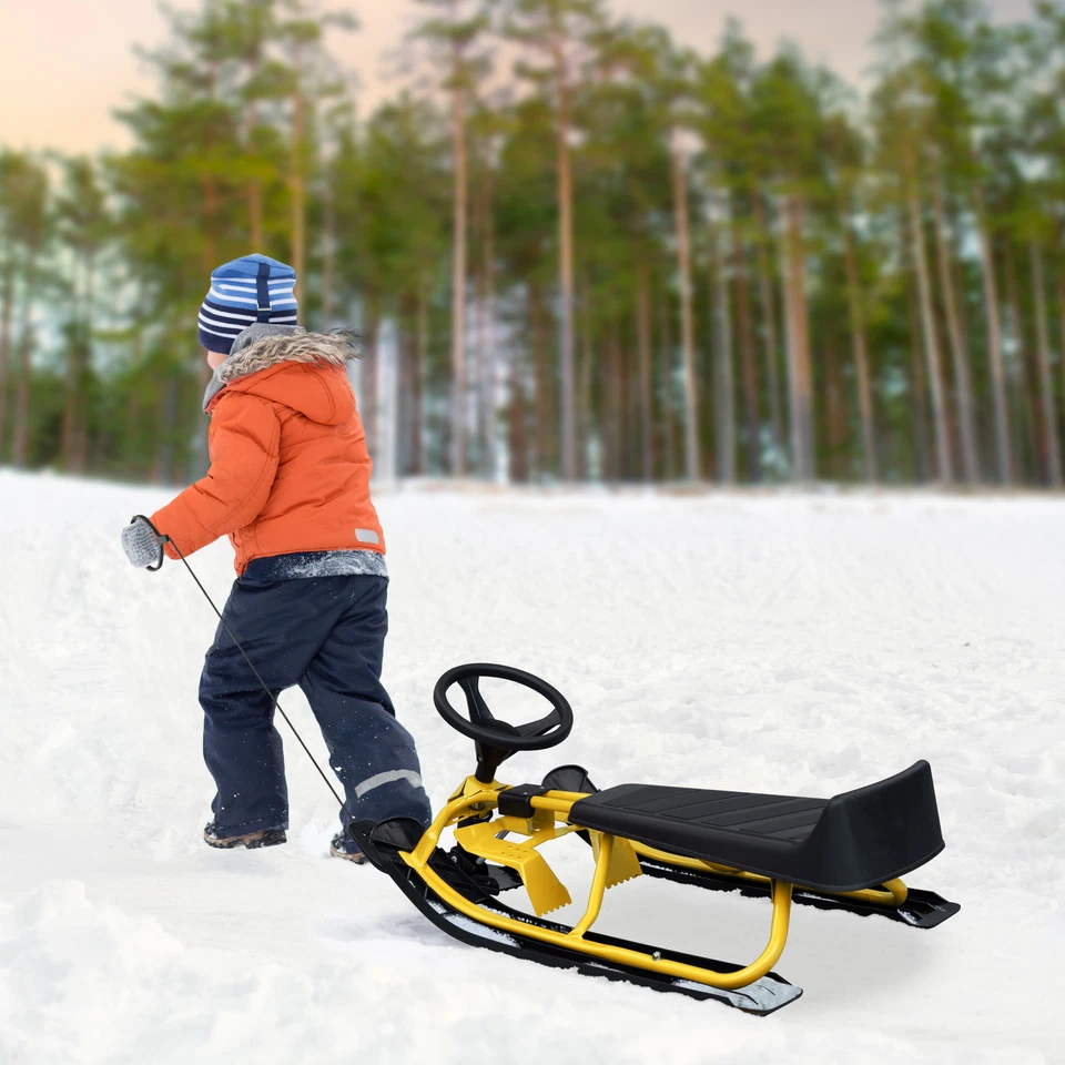 Lenkschlitten Schlitten mit Lenkrad Bob für Kinder Kinderschlitten ab 5 Jahre - Bild 2 von 4