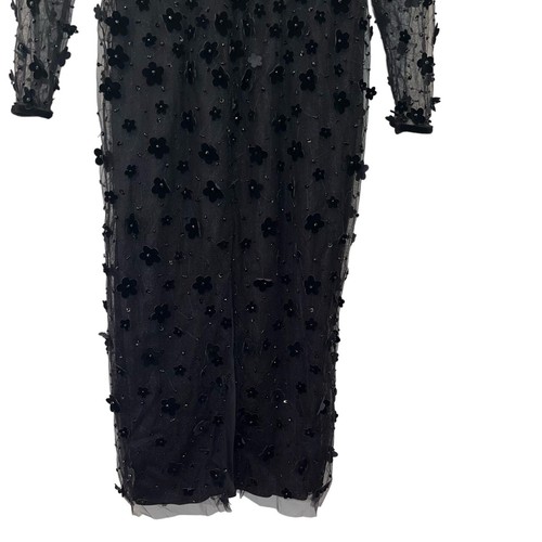 MAC DUGGAL 67856 dress black midi 4 floral long sleeve gown formal wedding NWT - Picture 14 of 18