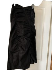 Whistles Ladiesblack Satin Evening Dress With Ruching To The Front Strapless