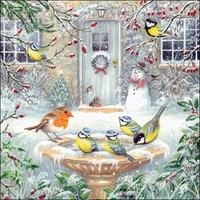 20 Papierservietten, Servietten Joy Bath Ambiente 33X33Cm | Meisen, Rotkehlchen