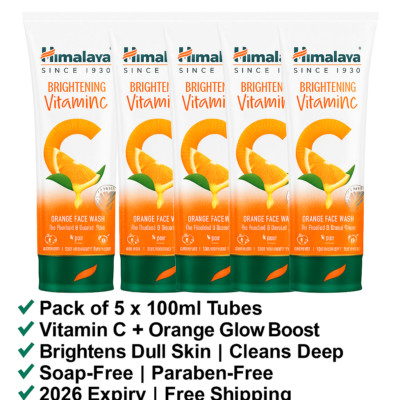 Himalaya Vitamin C Orange Face Wash 100ml x 5 | Glow Cleanser | Dull Skin Care
