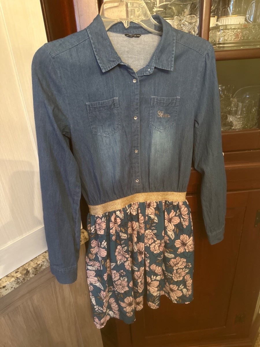 white christmas dresses Guess Factory Eco Deanna Belted Denim Dress