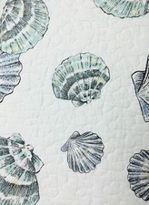 Nicole Miller Queen Quilt Set Coastal Aqua Blue Teal Tropical Island Seashells