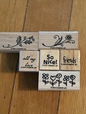 So Nice Set Of 6 orig. 9 Stampin' up 2004 Wood Mount Rubber Stamp