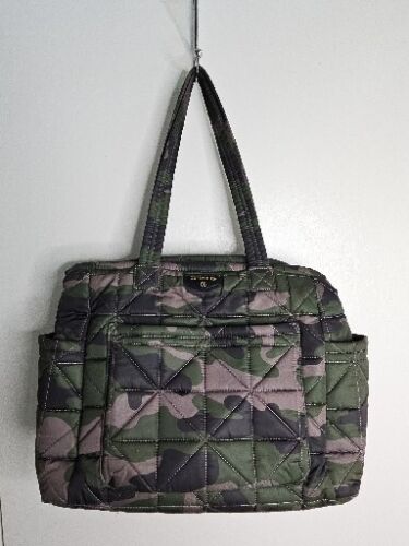 TWELVElittle Green Camo Carry Love Quilted Tote Diaper Bag, Shoulder Crossbody  - Picture 1 of 8