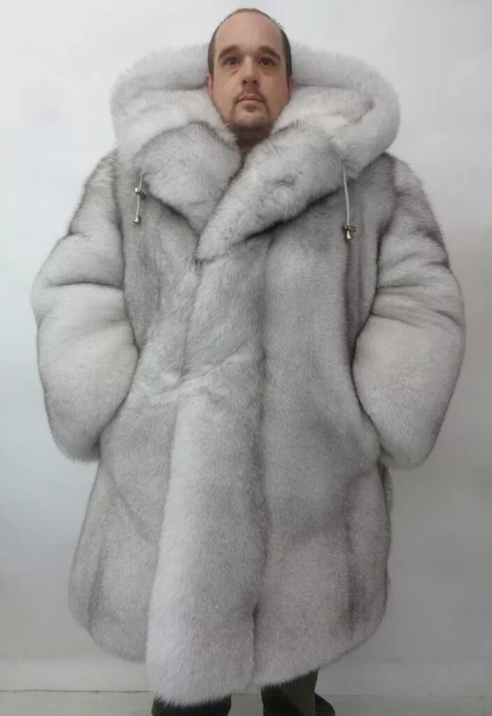 BRAND NEW NORWEGIAN BLUE FOX DOUBLE SIDED FUR JACKET COAT MEN MAN