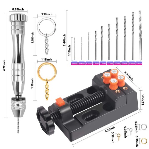LEOBRO Hand Drill Pin Vise Mini Drill with 210pcs Supplies for Jewelry Making - Picture 2 of 9
