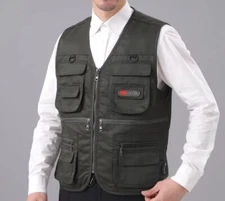 Utility Vest With Multiple Pockets Mens Fishing Travel Photo Camping Hiking Vest