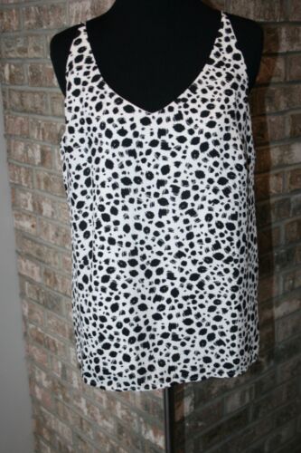 NEW Banana Republic Womens Black White Adjustable Spaghetti Strap Tank Top SZ M