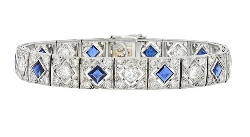 4.20ct Natural Round Diamond Sapphire 14k White Gold Anniversary Tennis Bracelet - Picture 2 of 10