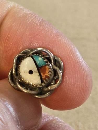 Aretes vintage con incrustaciones Zuni cara del sol - como están - Imagen 3 de 13