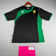 Errea Soccer Shirt Medium Black Green Crest Patch Performance Mens
