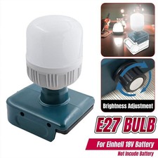 Cordless LED Work Light E27 Bulb Lamp 12W Dimmable For Makita 18V Battery UK
