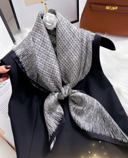 100 Mulberry Silk 35" Square Scarf Women Neckerchief Wrap Grey Totem Print new