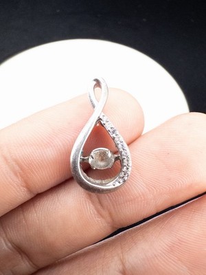 925 Sterling Silber Tanzzentrum Unendlichkeit geformter Kristall Anhänger signiert SAI