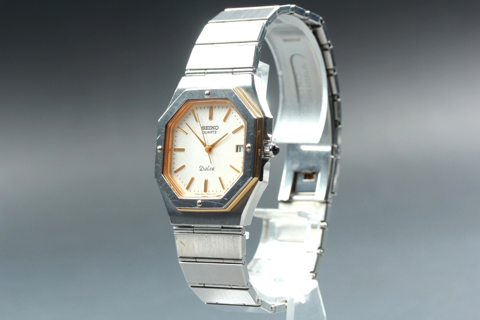 RARE! 1982 Vintage SEIKO Dolce 9522-5020 Octagon Ultra Slim Qz Men's Watch JAPAN image 2