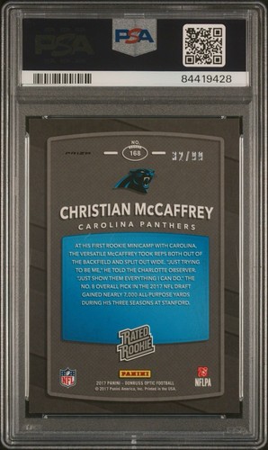 2017 PANINI DONRUSS OPTIC | RED ROOKIE CARD /99 Christian McCaffrey - PSA 10 - Bild 3 von 3