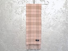 Burberry Kids Cashmere Scarf Pink Nova Check Fringe England