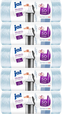 50L Trash Bags 100pcs with Handles Strong Tear Resistant 5 Rolls
