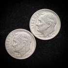 90% Silver - 1964 Roosevelt Dime - 2 Dimes - Circulated Condition - 08-25