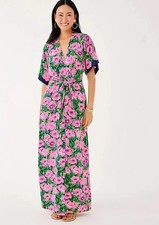 NWT Lilly Pulitzer Wisteria V-Neck Maxi Dress Low Tide Navy, Choose Size   