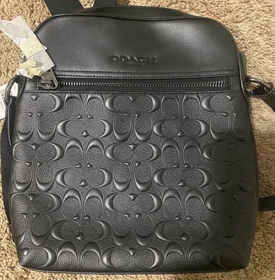 Coach Houston Black Signature Leather Men's flight Bag