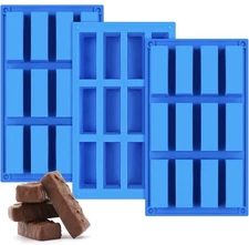 3 Pack Granola Bar Mold 12 Cavity Rectangle Silicone for BakingChocolate Candy