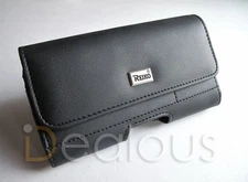 Phone Premium Black Leather Pouch w/ Inner Slot Pocket Holster Case