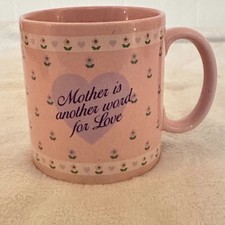 Russ Berrie Coffee Mug Mother Love Pink OS Excellent Vintage Floral Heart 8245