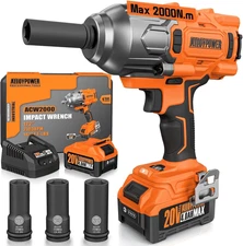 ALLOYPOWER Cordless Brushless Impact Wrench, 1475 Ft-Lbs (2000N.M), 1/2 High Tor