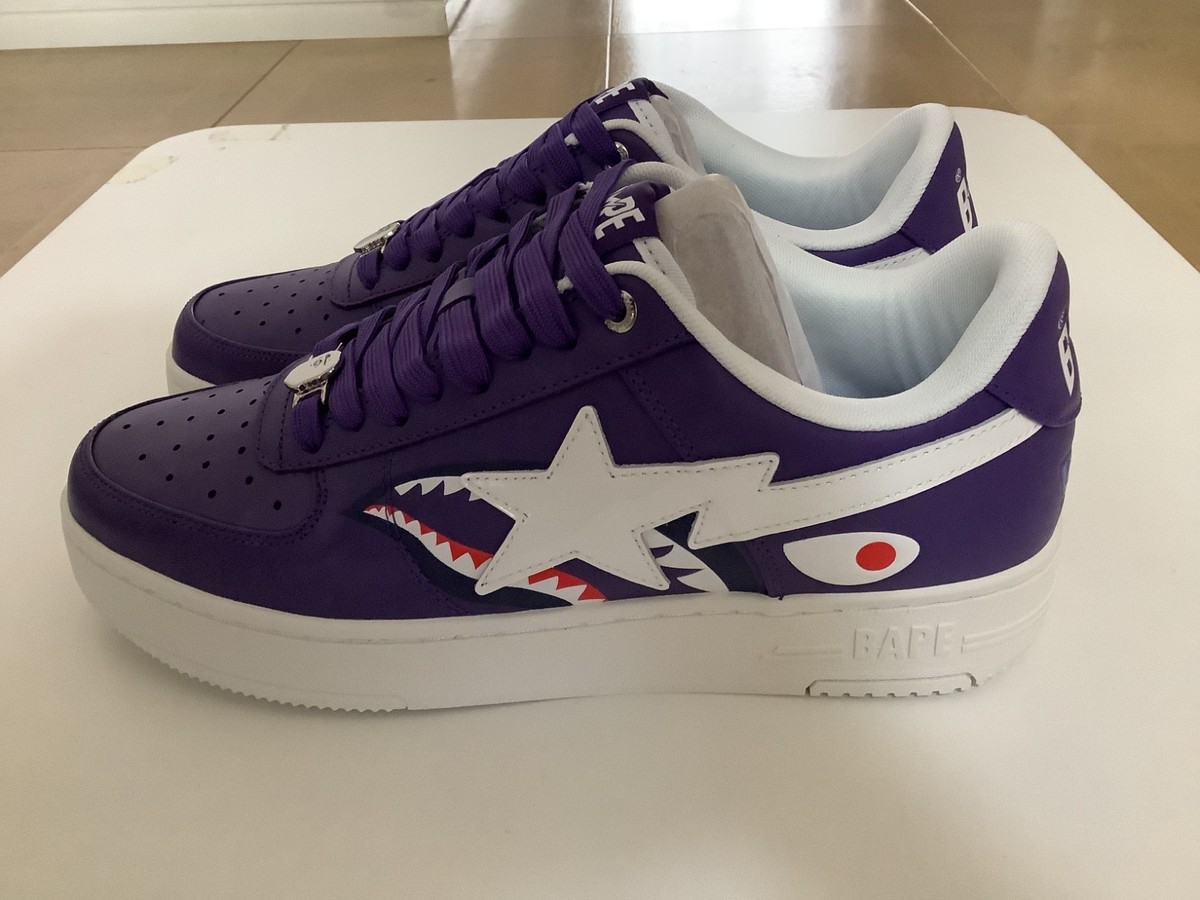 Authentic a bathing ape bape bape sta shark #2 men's US 10 purple