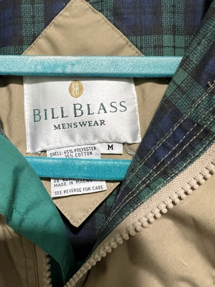 Chaqueta cortavientos Bill Blass Harrington tostada para hombre talla mediana vintage cuadrada Foto 2 de 4
