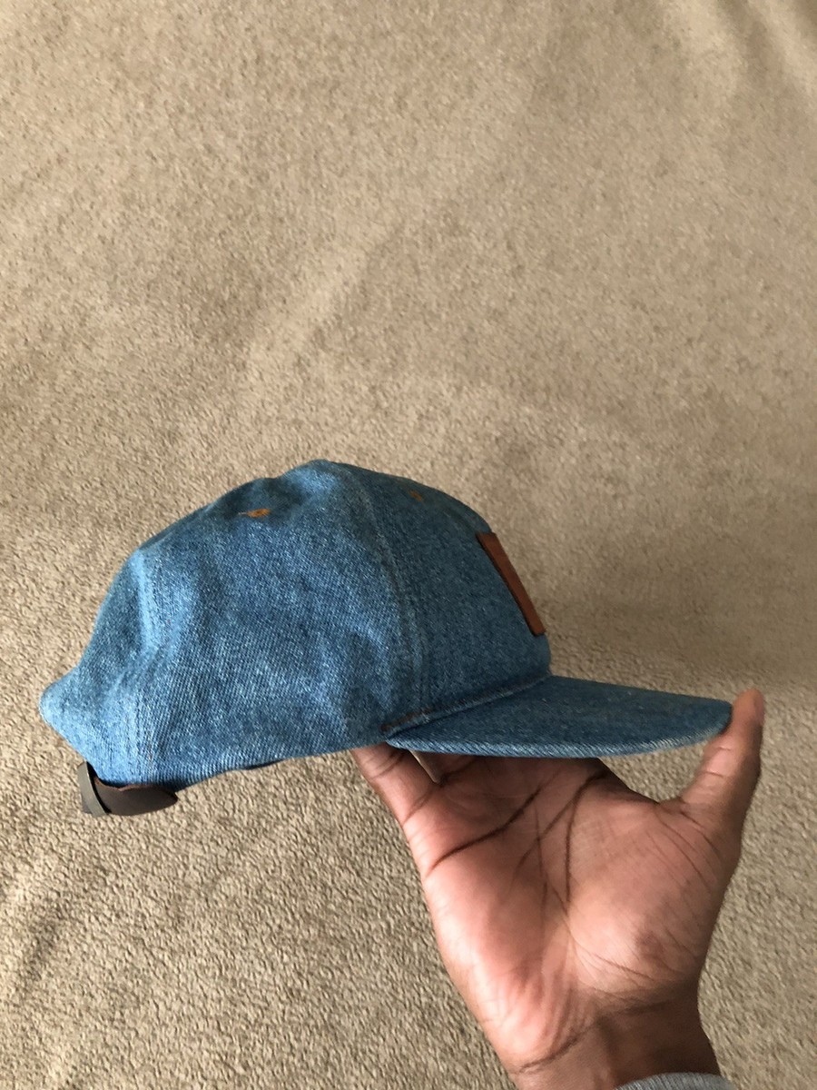 Vintage 80s Levi's Leather Patch Denim Cap One Size Medium Wash
