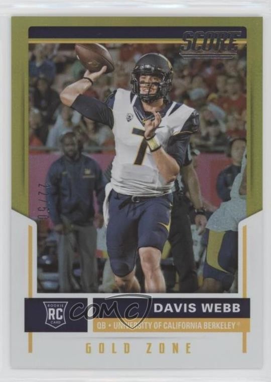 2017 Score Rookies Gold Zone 22/50 Davis Webb #431 Rookie RC 0a4v