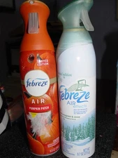 Limited Edition Febreze Air Spray Set 1 Fresh Evergreen/Snow and 1 Pumpkin Patch