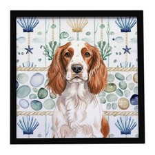 Welsh Springer Spaniel Coastal Sea Glass Framed Metal Print WDK7248MFP88
