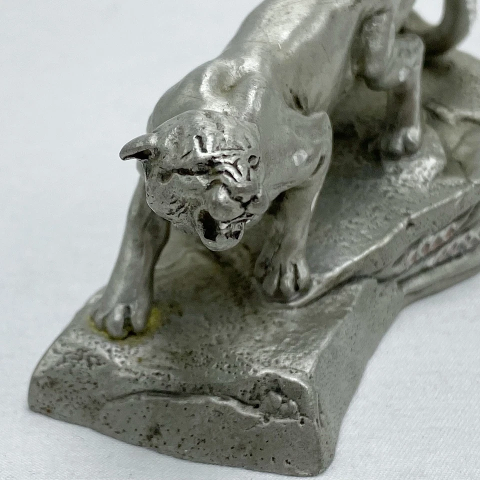 Figura PC Sedlow Mountain Lion Cat Vintage 1991 Masterworks Pewter Cougar 3" Foto 3 de 4