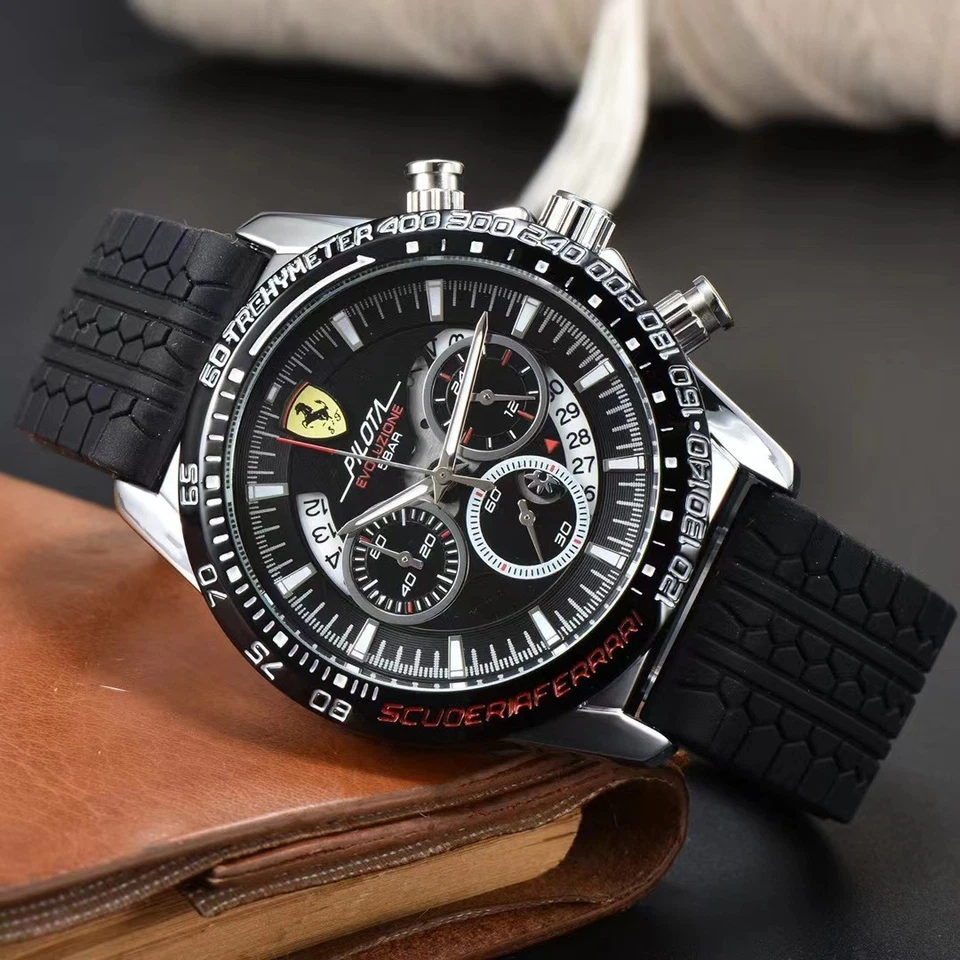 New Men's Formula 1 Scuderia Ferrari 46mm Luxury Chronograph Silicone Watch - Image 3 of 4