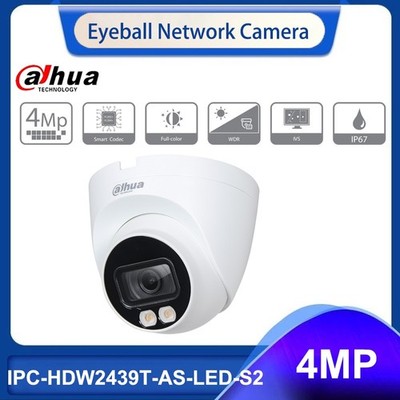 Dahua 4MP IPC-HDW2439T-AS-LED-S2  Full-Color Eyeball IP Camera Mic PoE WDR IVS