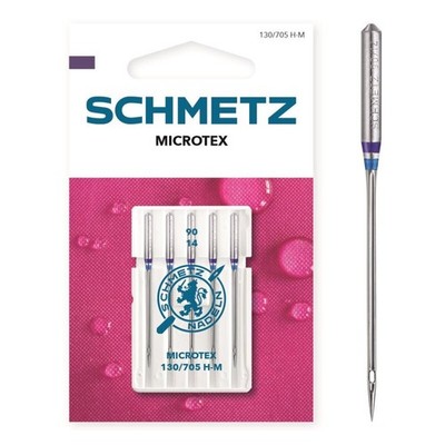 SCHMETZ - 5 Nähmaschinennadeln Microtex - 130/705 H-M - Nadeldicke: 90/14