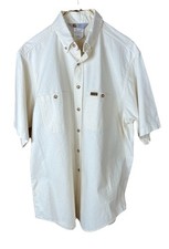 Carhartt Sz L Canvas Rugged Outdoor Wear Button Down Shirt 100 Cotton Beige